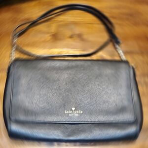 Kate Spade, black leather shoulder bag.